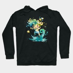 Watercolor Zodiac Aquarius Hoodie